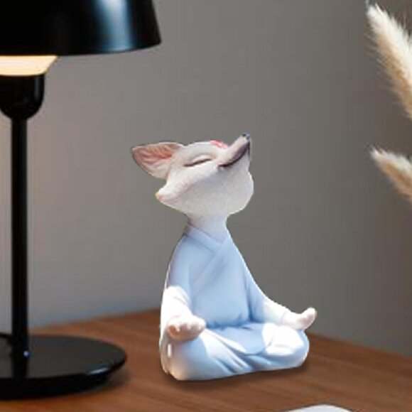 Resin Zen Meditating Buddha Fox Yoga Figurine Decor for Patio Garden Tabletop - Picture 3 of 6